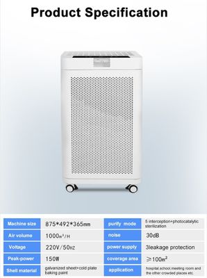 La oficina utiliza el purificador ULTRAVIOLETA del aire 150W con el esterilizador del plasma